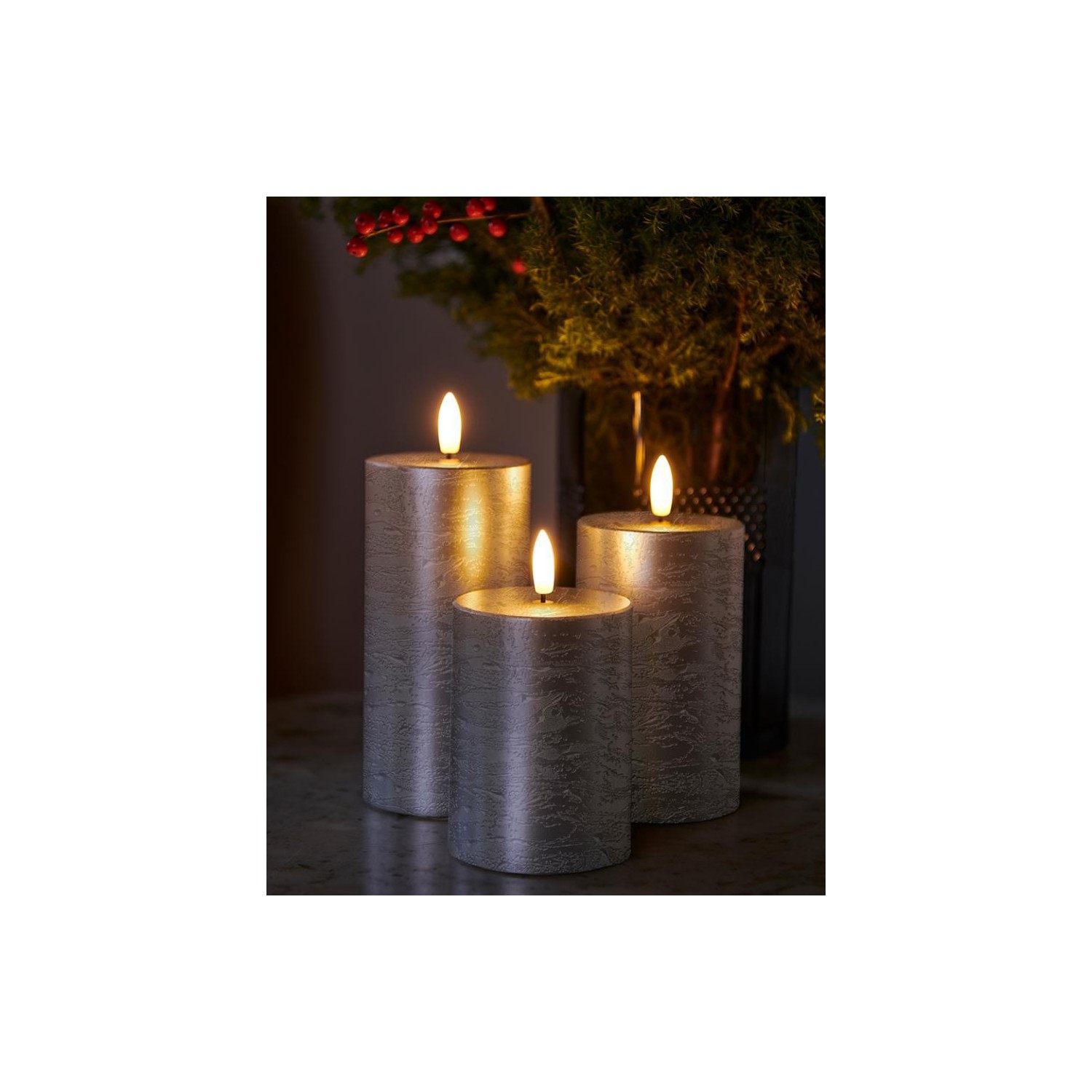 Velas Sirius Sille Set 3uds Plata