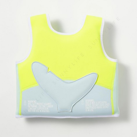 Salty the Shark Swim Vest 2-3 Aqua Neon Yellow
