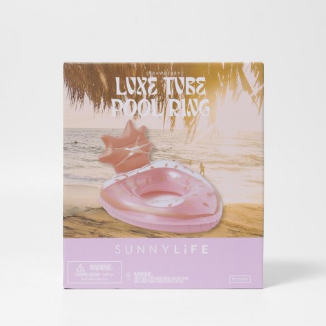 Luxe Tube Pool Ring Strawberry Pink