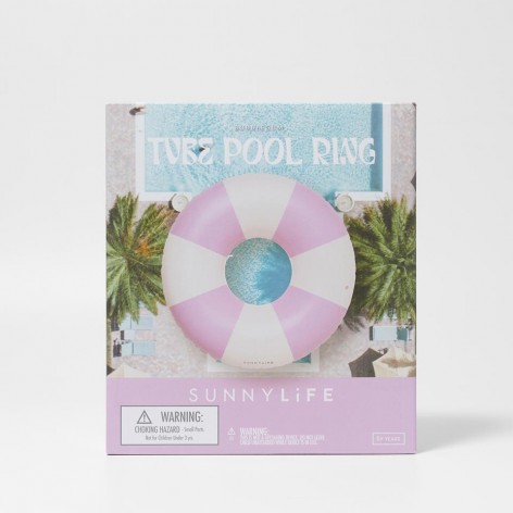 Tube Pool Ring Bubblegum Pink Stripe