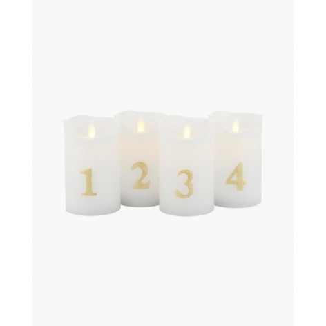 Vela Sirius Adviento Sara Ø7 5xH13cm Blanco/Oro